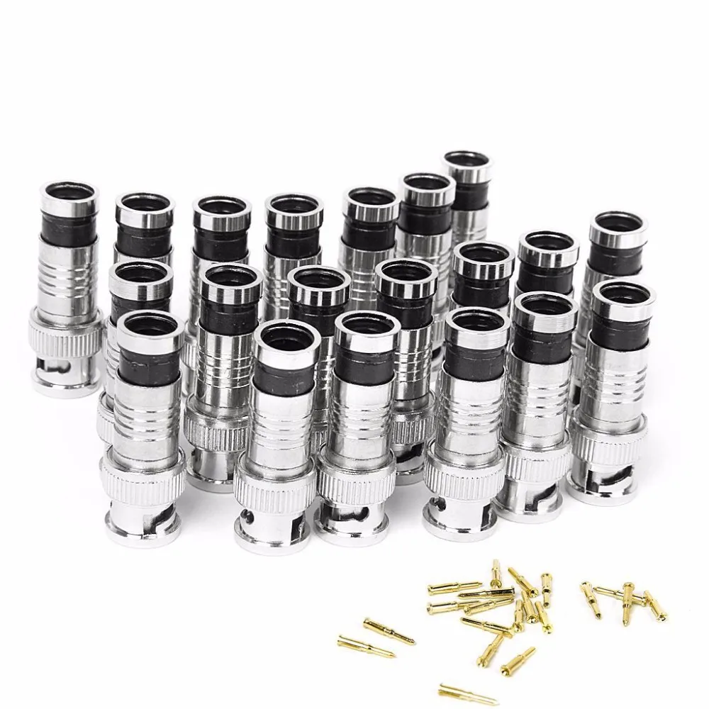 100 шт./лот штекер адаптера видеонаблюдения BNC компрессионный коаксиальный кабель