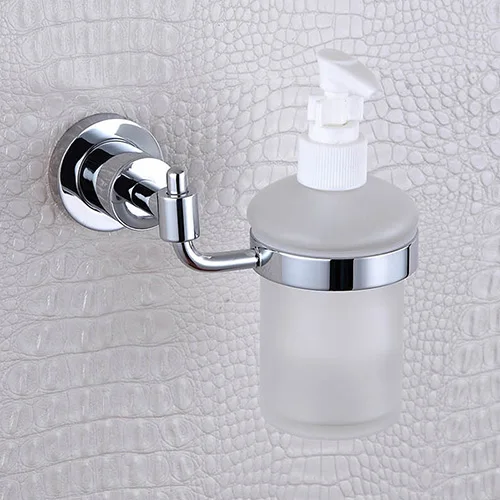 Soap Dispenser Хромированный набор аксессуаров для ванной комнаты, настенный держатель для туалетной щетки, держатель для ванной комнаты, для душа, мыльница, стеклянный диспенсер для жидкого мыла, крючок для халата - Цвет: Soap Dispenser