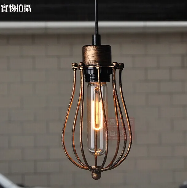 

black vintage industrial pendant light nordic retro lights iron lampshade loft edison lamp metal cage dining room Countryside