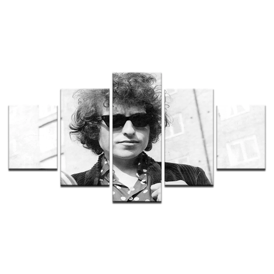 Черно-белая винтажная картина HD Печать на холсте постер певица Боба Дилана 5 шт.