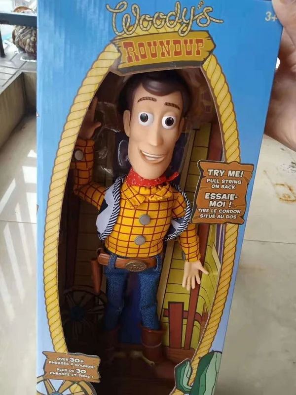 Woody in box Игрушка из фильма история 43 см электрическая плюшевая мягкая игрушка кукла говорящая Джесси древесная ПВХ игрушка детский подарок - Цвет: Woody in box