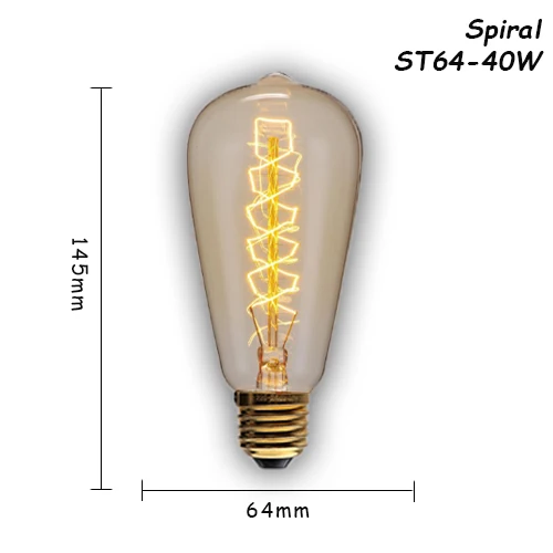 ST64S-40w 6 шт./партия edison светильник лампочка E27/E14 старинные лампы 110 V/220 В ампулы для дома/мебель для спальни/мебель для гостиной Декор 40 Вт/60 Вт можно использовать энергосберегающую лампу или светодиодную лампочку - Цвет: ST64S-40w