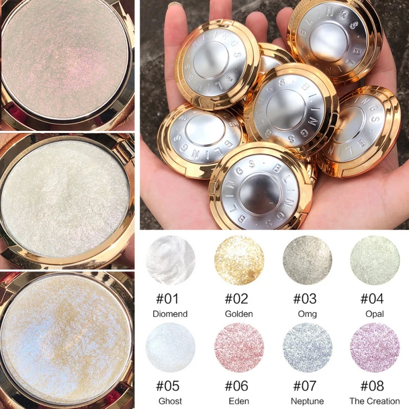 

Highlighter Palette Makeup Face Contour Shimmer Powder Body Base Illuminator Facial Highlight Cosmetic Brighten Glitter