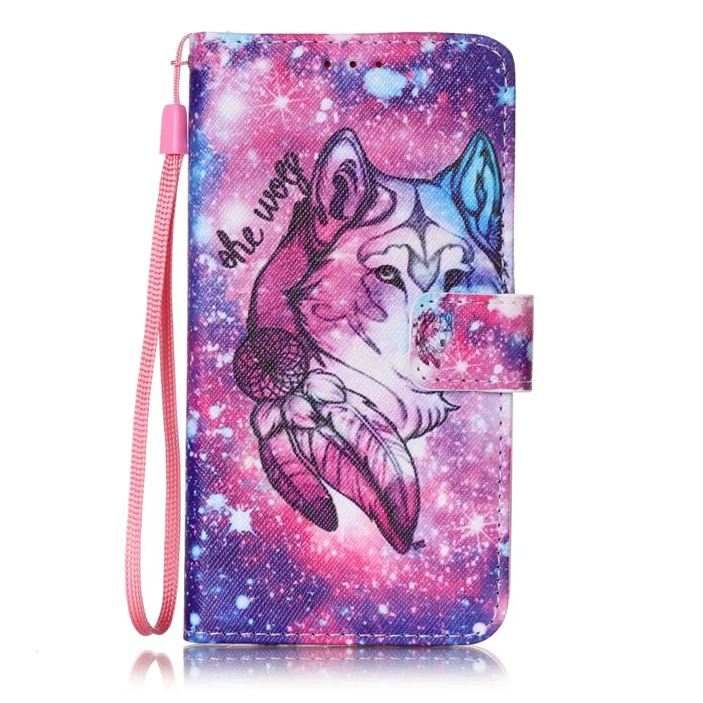 Милый кожаный чехол-кошелек с рисунком волка Совы черепа мечты для Samsung Galaxy J3 J5 2015