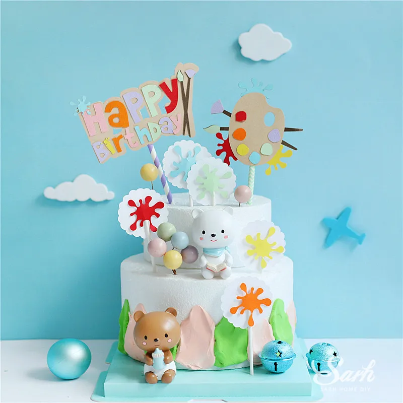 Ins Coffee Bear украшение на день рождения розовый синий фиолетовый 2 см воздушные шары