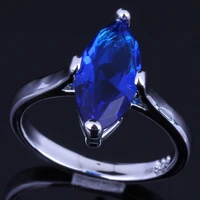 sweet blue cubic zirconia silver plated ring v0117