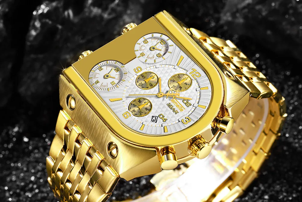 Relogio dourado Masculino Лидирующий бренд TEMEITE кварцевые часы мужские военные водонепроницаемые деловые наручные часы Роскошный Золотой подарок часы