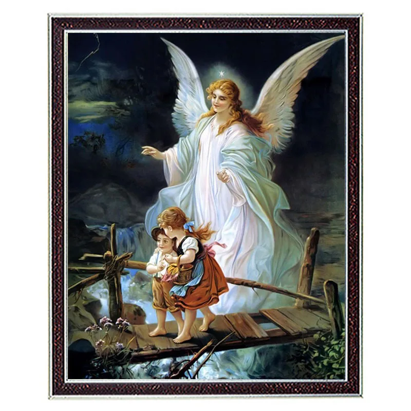 

Golden Panno,Needlework,DIY DMC Cross stitch,Sets For Embroidery kit 14ct unprinted cotton thread Guardian Angel Cross-Stitching