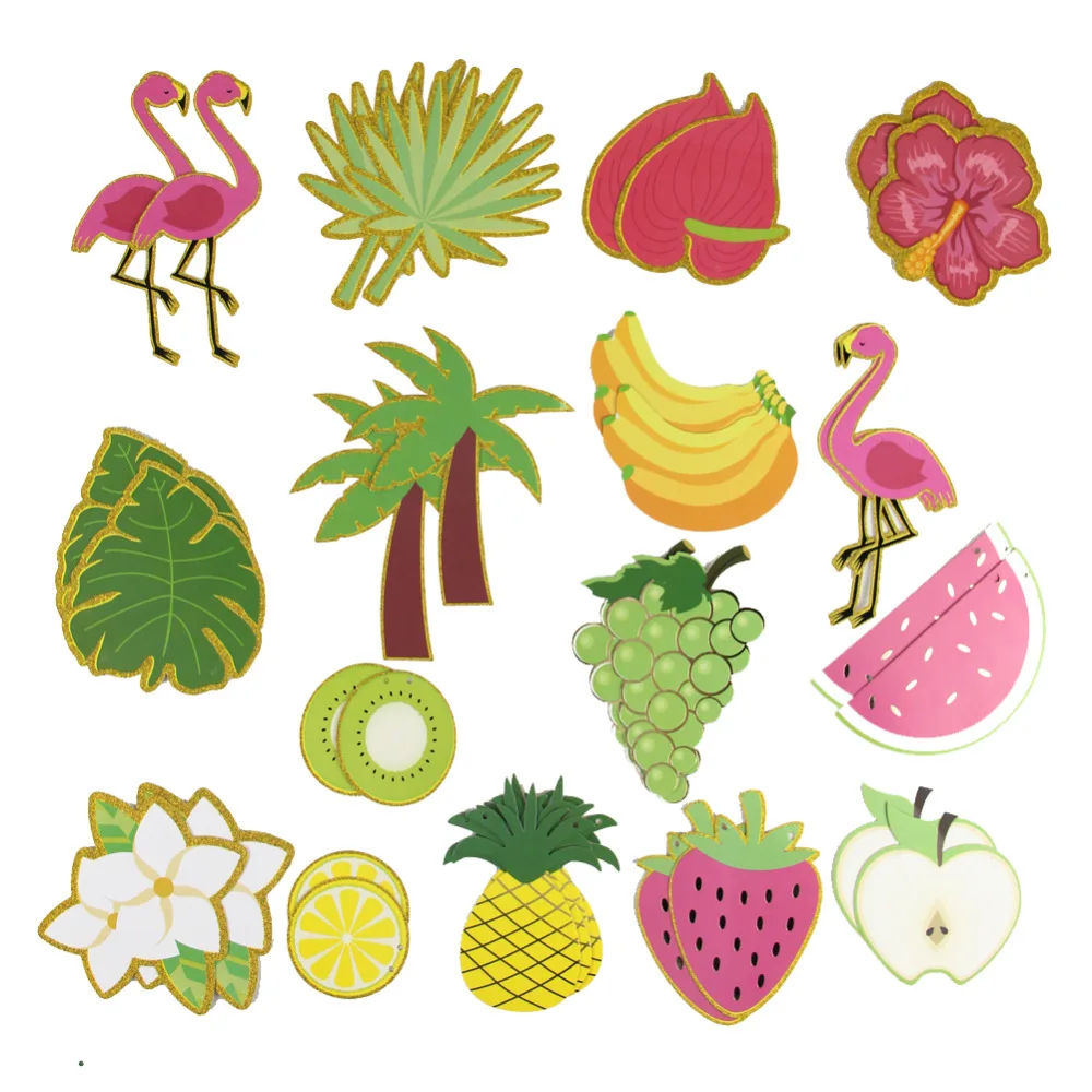 Custom Banner&Fruits Kit DIY Summer Beach Garland Pineapple Tropical Hawaiian Birthday Showers Pool Party Flamingo | Дом и сад
