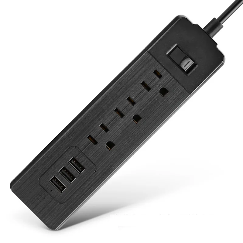 Силовая лента штепсельная вилка США 3AC розетка 3USB порты умная зарядка удлинитель розетка Защита от перенапряжения для домашнего офиса гнездо для шнура удлинителя