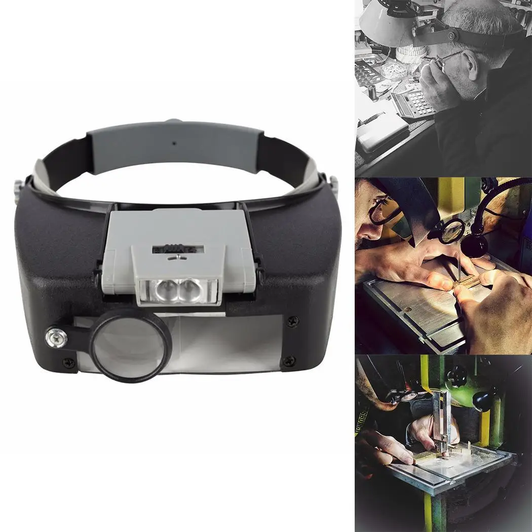 1.5x 3x 8.5x 10x Adjustable 4 Lens Loupe LED Light Headband Magnifying Glass Magnifier Tool With | Инструменты