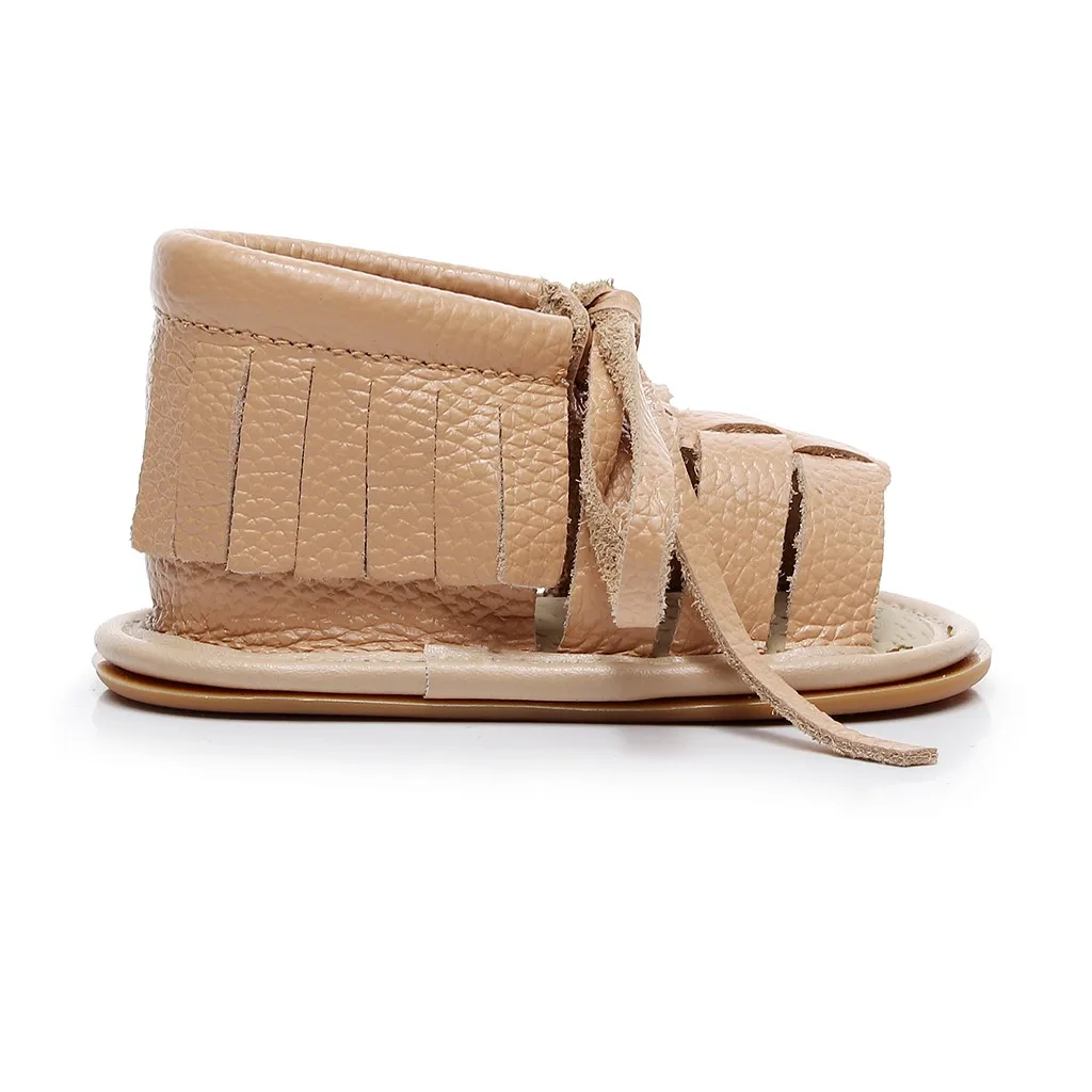 Сандалии SAGACE кожаные с бахромой для младенцев Нескользящие босоножки мягкой