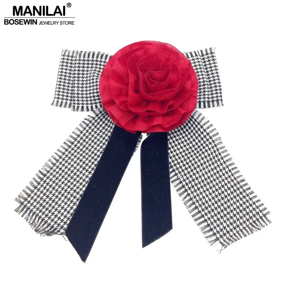 MANILAI Bohemia Roses Flowers Big Butterfly Fabric Bowknot Brooches Women Statement Tie Collar Brooch Pins Fashion Jewelry | Украшения и