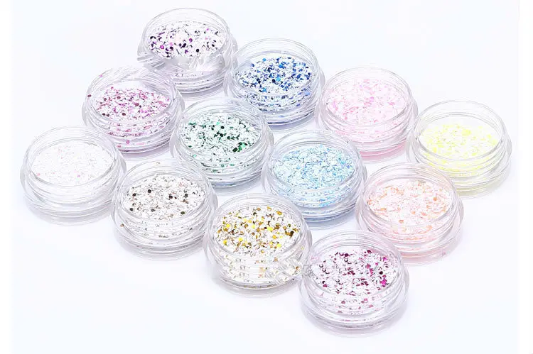 12 Горшков украшение для ногтей 3D Блестящий Снежный порошок набор маникюра