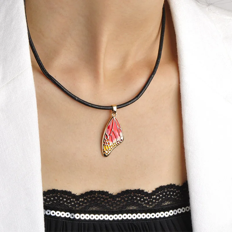 Вечерние Ювелирные наборы в форме бабочки кожаная цепочка ожерелье зеленая