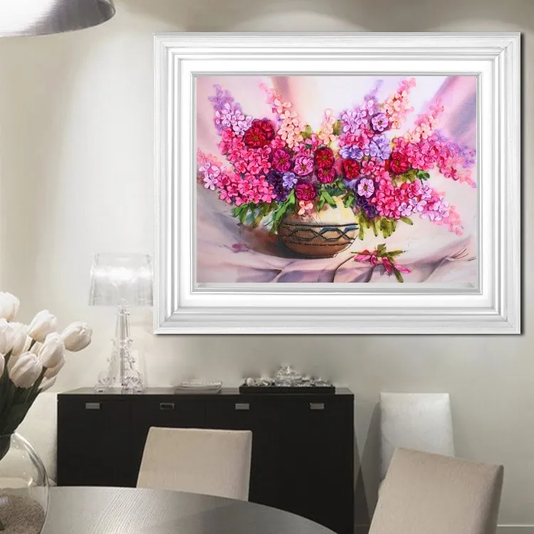 Картины с вышивкой лентами и цветами наборы для вышивания г. | Дом сад