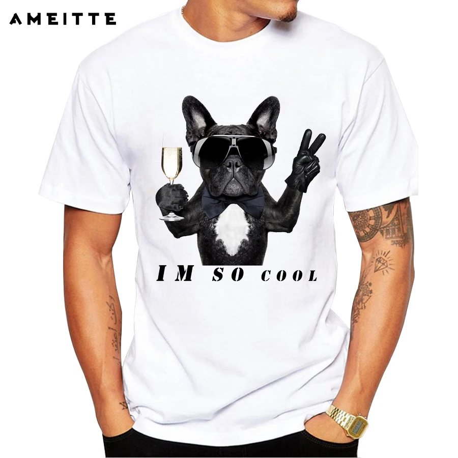 Футболка I'm so Cool летняя мужская футболка с надписью собак как вино модные