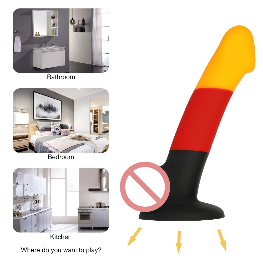 Огромный фаллоимитатор с сильной присоской Силиконовые Реалистичные