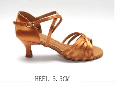 heel 55mm Обувь для латинских танцев; женская Обувь для бальных танцев; Каблук 8,5 см; Высококачественная импортная атласная обувь для самбы; BD dance 216; темный цвет; мягкая подошва - Цвет: heel 55mm