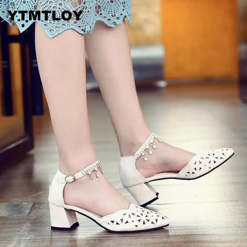 Женские туфли-лодочки с острым носком на высоком каблуке 5 см жемчужинами большие