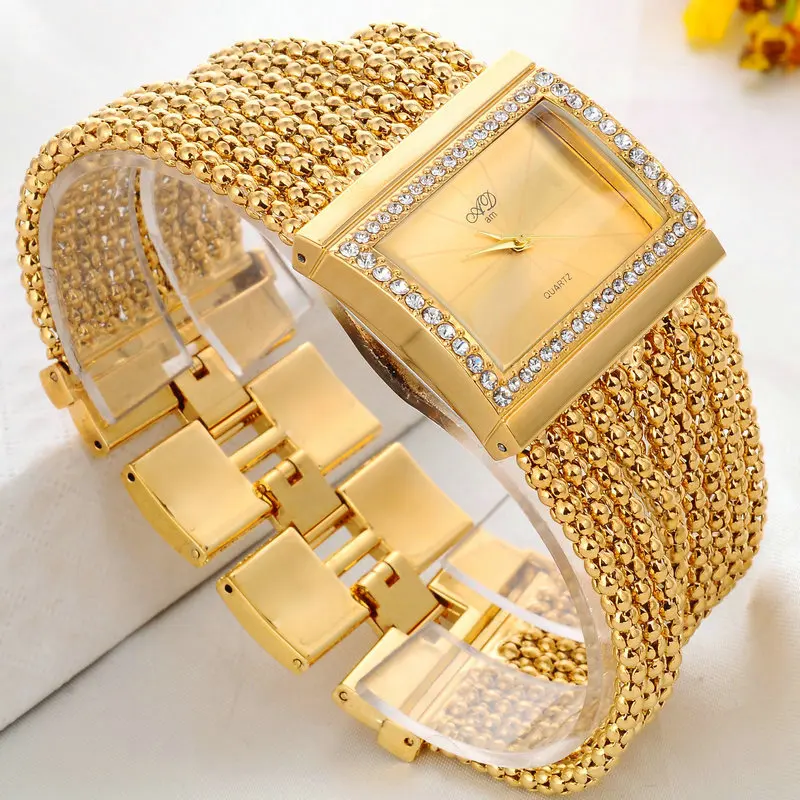 2017 Новые часы женщины мода роскошные наручные дамы золото стальной браслет