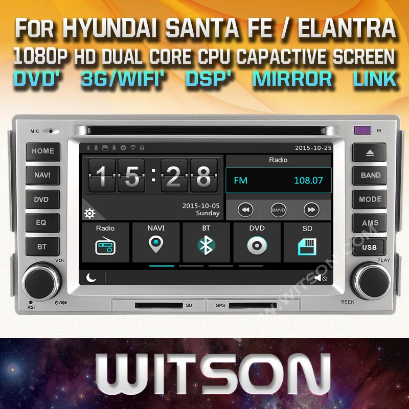 Автомобильный DVD GPS WITSON для HYUNDAI SANTA FE/ELANTRA с защитным экраном + 1080P DSP WiFi 3G DVR хорошая