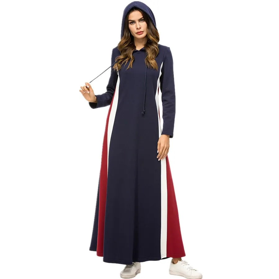 Мусульманское платье для взрослых плотное популярного цвета с капюшоном