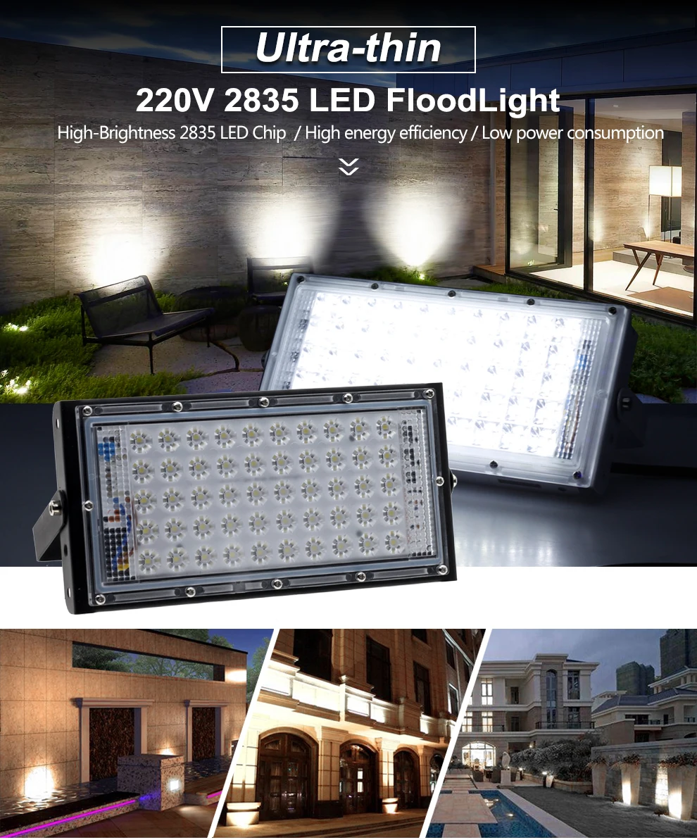 Светодиодный прожектор светильник 50W 220V IP65 Водонепроницаемый открытый светодиодный Светодиодный уличный прожектор лампа сада квадратные потолочные светильник