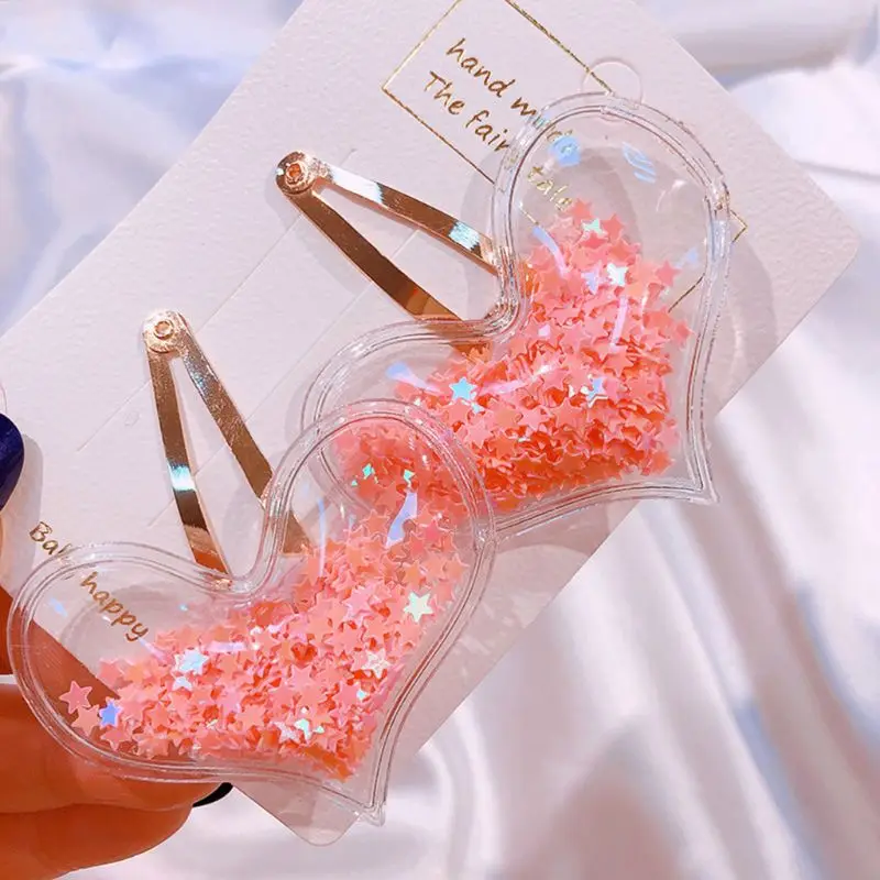 2 шт./пара блестки для маленьких девочек радужные зыбучие пески волос клипса ПВХ