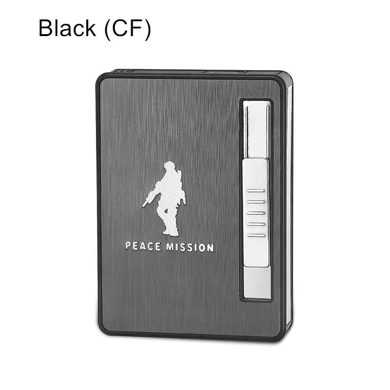 Black (CF) Водонепроницаемый чехол для электронных сигарет USB с прикуривателем, 10 шт., держатель для сигарет, usb-зарядка, зажигалка, гаджеты для мужчин, подарок - Цвет: Black (CF)
