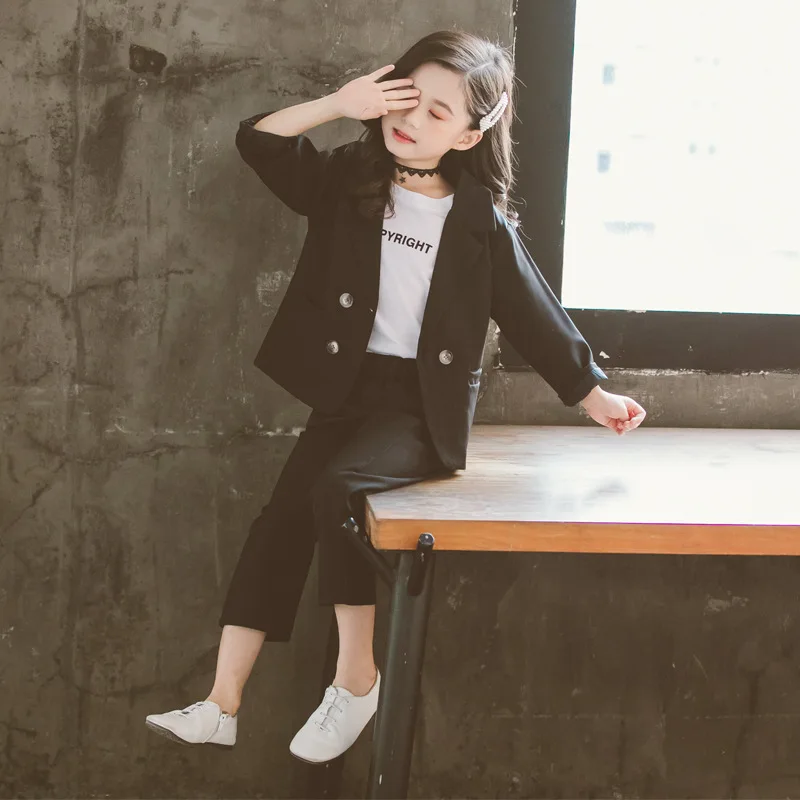 Детский комплект одежды для девочек весна 2019 костюм подростков куртка + штаны