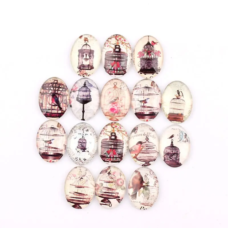 18*25 мм овальное стекло кабошон клетка для птиц картинки смешанный узор подходит