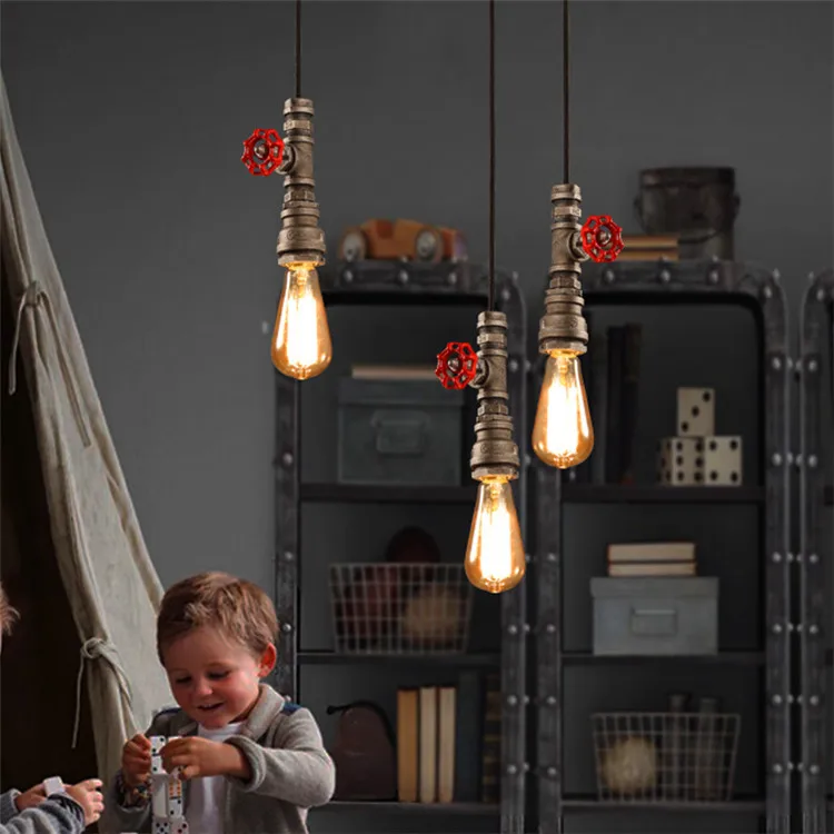 Vintage E27 Loft Industrial iron rust Water pipe retro chandelier lamps LED for living room bedroom bar Restaurant Free Shipping | Лампы и