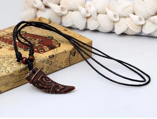 Новинка длинное ожерелье из деревянных бусин в стиле панк смолы винтажное с