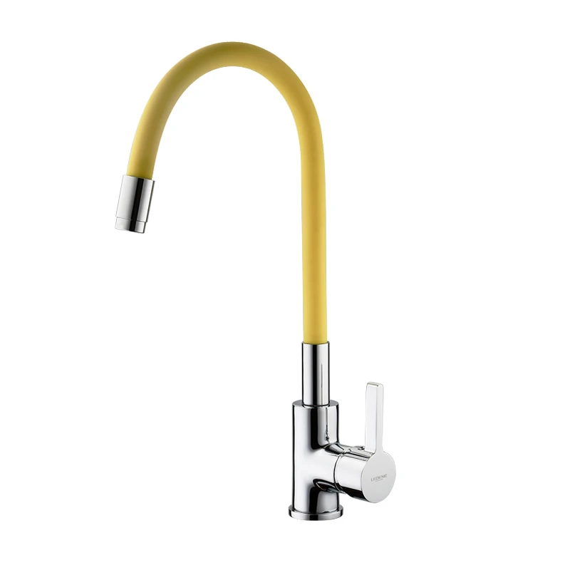L4898-4 LEDEME Смеситель для кухни с силиконовым изливом латунь L4898 - Цвет: L4898-4