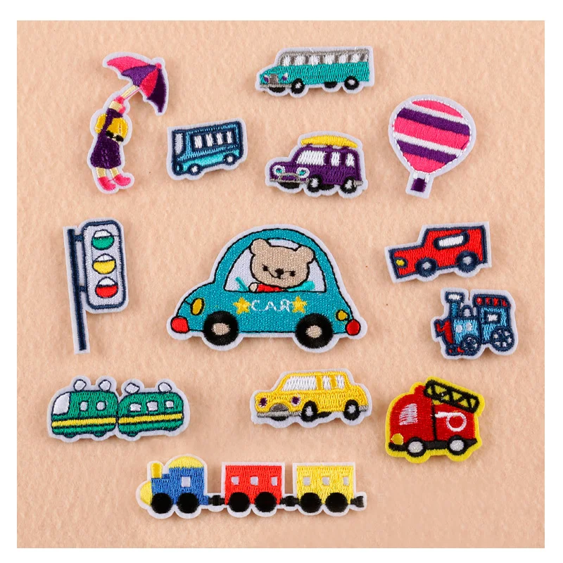 Детские Мультяшные автомобили сигнальные огни вышивка полоски железные патчи
