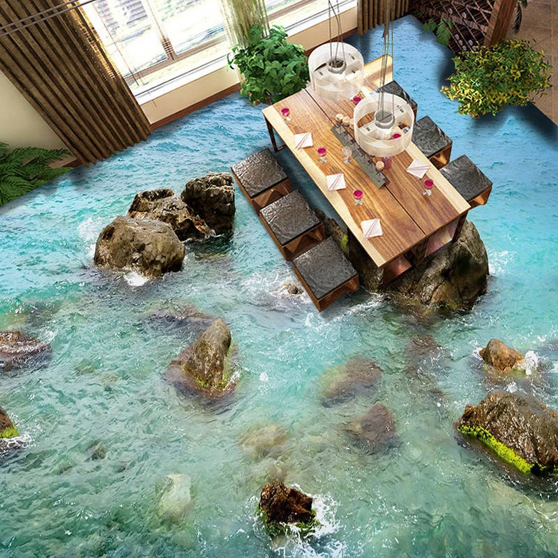 На заказ любой размер Настенные обои камни Coast Современный 3D Гостиная Ванная комната пол дизайн ПВХ водонепроницаемые Нескользящие виниловые обои