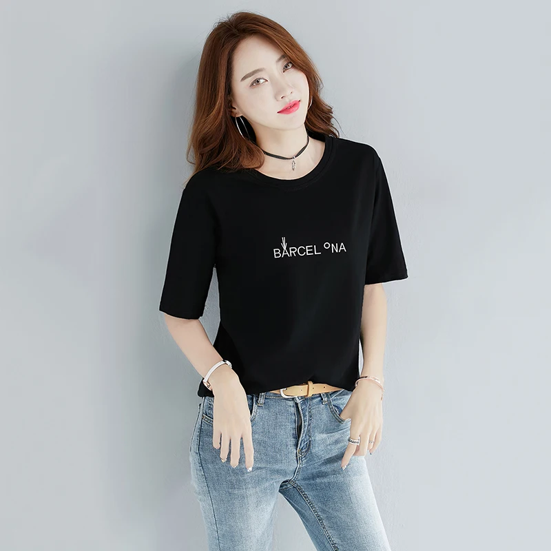 Повседневная женская футболка топы 2019 новые летние женские футболки модные с