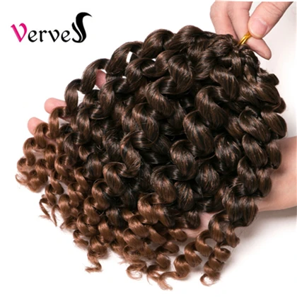 VERVES вязанные крючком косички волосы 75 г/упак. 8 дюймов 20 прядей/шт. Синтетические Омбре косички волосы расширение Гавана твист косички завиток коричневый - Цвет: T1B/30