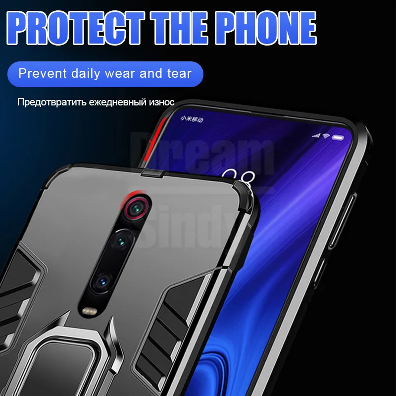 

Luxury Armor Soft Ring Full Case Cover On The For Xiaomi Redmi 7 K20 Pro Note 5 6 7 Pro 5 Plus Shockproof Silicone Phone Case