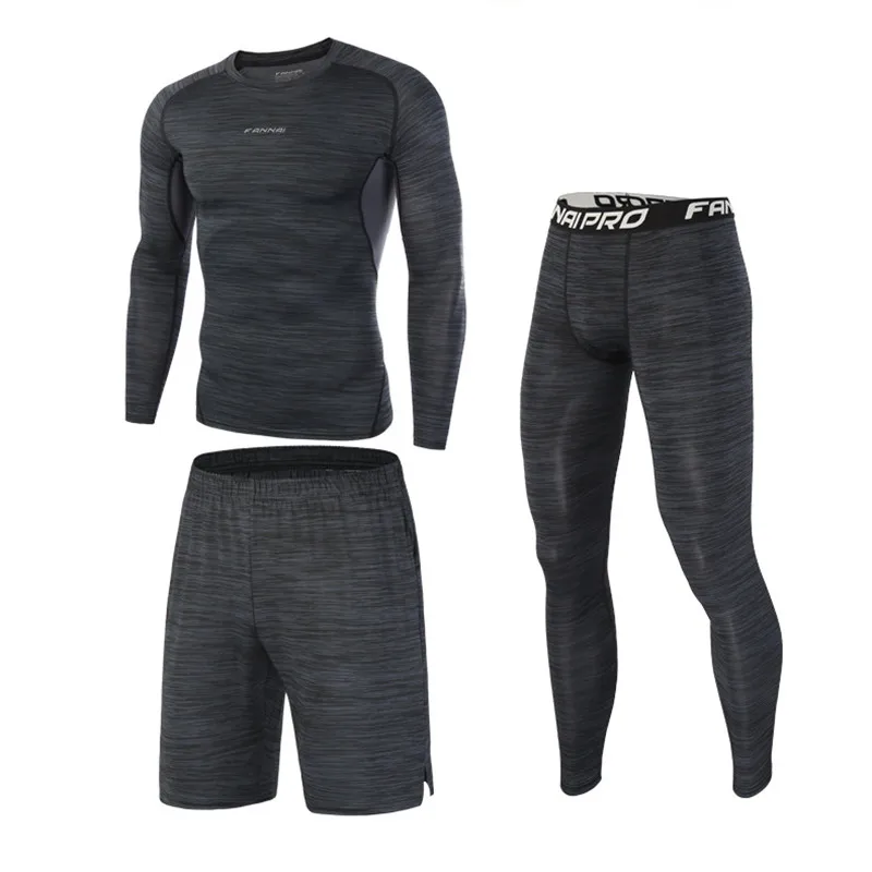 long sleeve suit2 Компрессионные спортивные костюмы, набор для бега, мужские спортивные костюмы, быстросохнущие комплекты для бега, Мужская одежда, s спортивный костюм для бега, тренировочный GymFitnessDemix - Цвет: long sleeve suit2