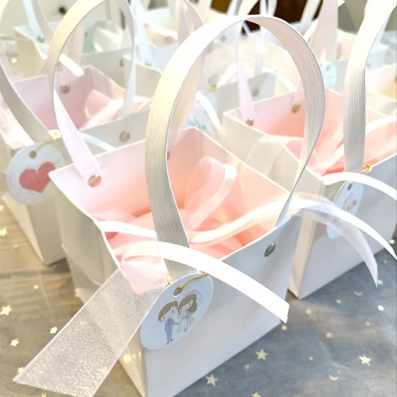 

20pcs/lot Creative candy box gift bags with handles favor boxes easter baskets Wedding baby shower Bonbonniere Party Supplies
