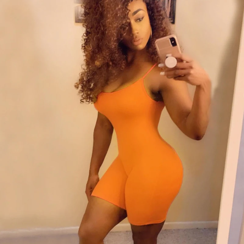 Fashion Neon Playsuit High Elastic Tight Rompers Womens Jumpsuit Shorts Overalls Female Sports Casual Fitness Bandage | Женская одежда