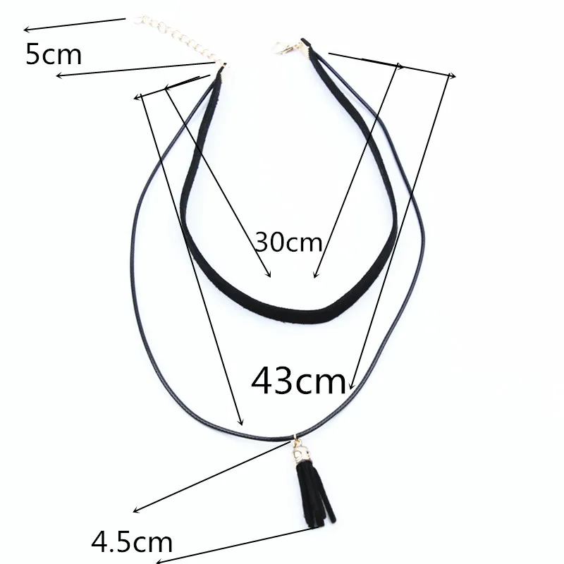 Модное ожерелье с подвеской и кисточками черное цепочкой-чокером 1 шт. X26 |