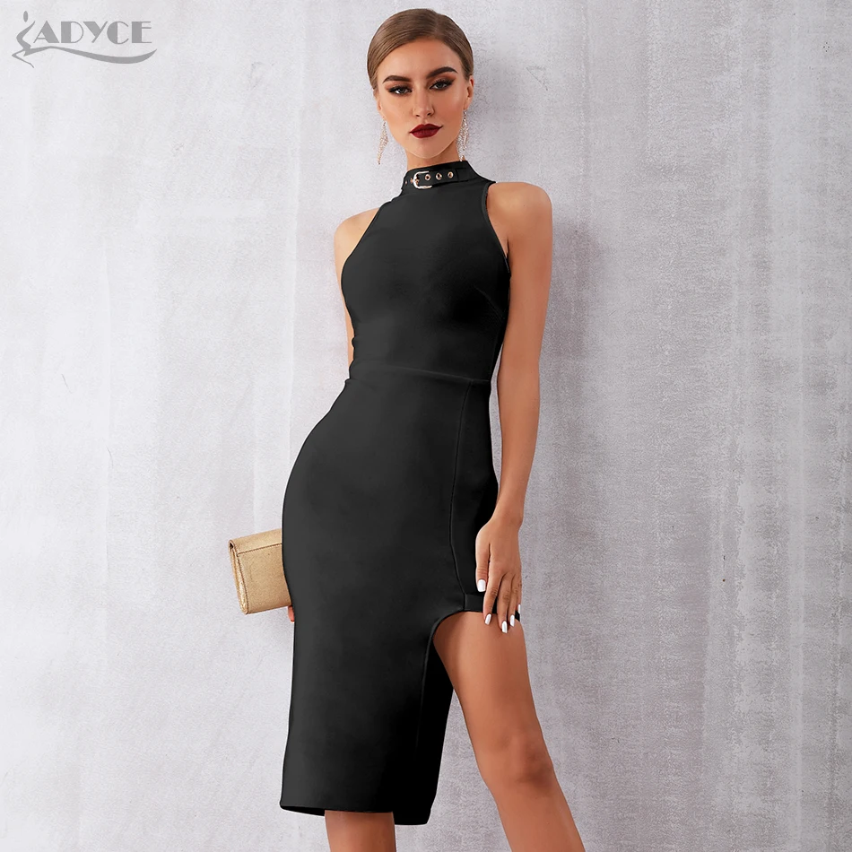 ADYCE новое, летнее, белое, праздничное; подиумная модель вечерние Бандажное платье Для женщин платье, сексуальное платье без рукавов цвет: черный; популярная модель Облегающая майка Клубное платье