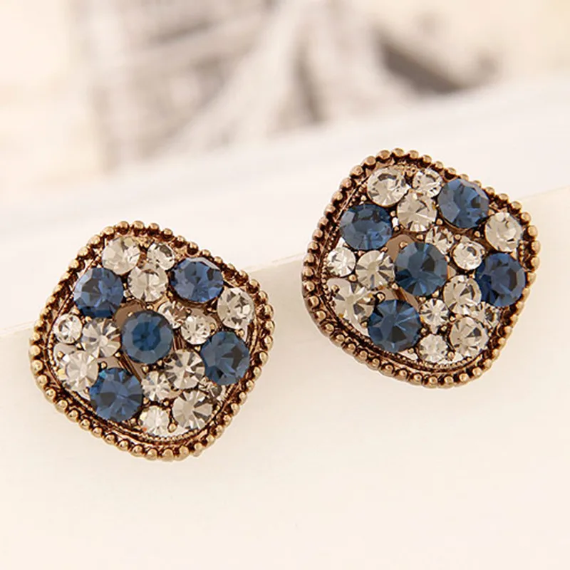 Модные корейские Винтажные серьги-гвоздики с кристаллами модные ювелирные