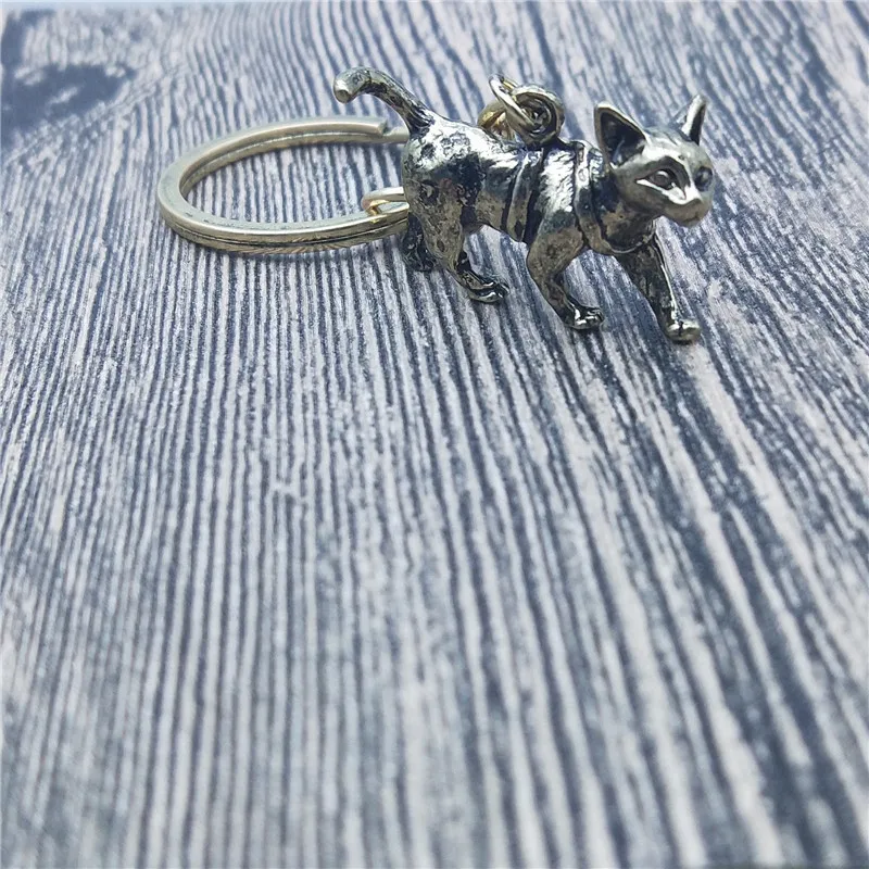 

New Cat Key Chains Fashion Pet Cat Jewellery 3D Cat Car Keychain Bag Keyring For Women Men