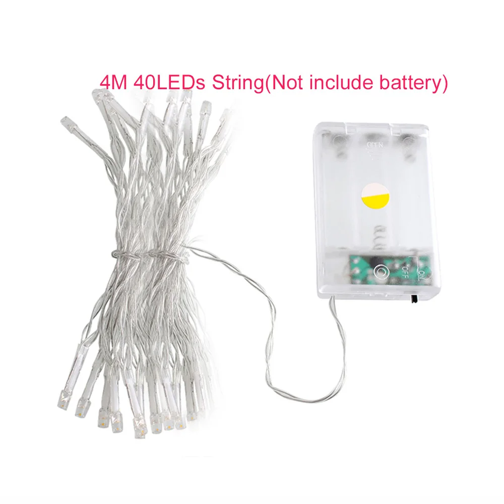 4M 40Leds Strings Светодиодный светильник-гирлянда s 10 м 5 м 2 м медная проволочная Гирлянда для дома, Рождества, свадебной вечеринки, декоративный светодиодный светильник-гирлянда с батареей USB, сказочный светильник - Испускаемый цвет: 4M 40Leds Strings