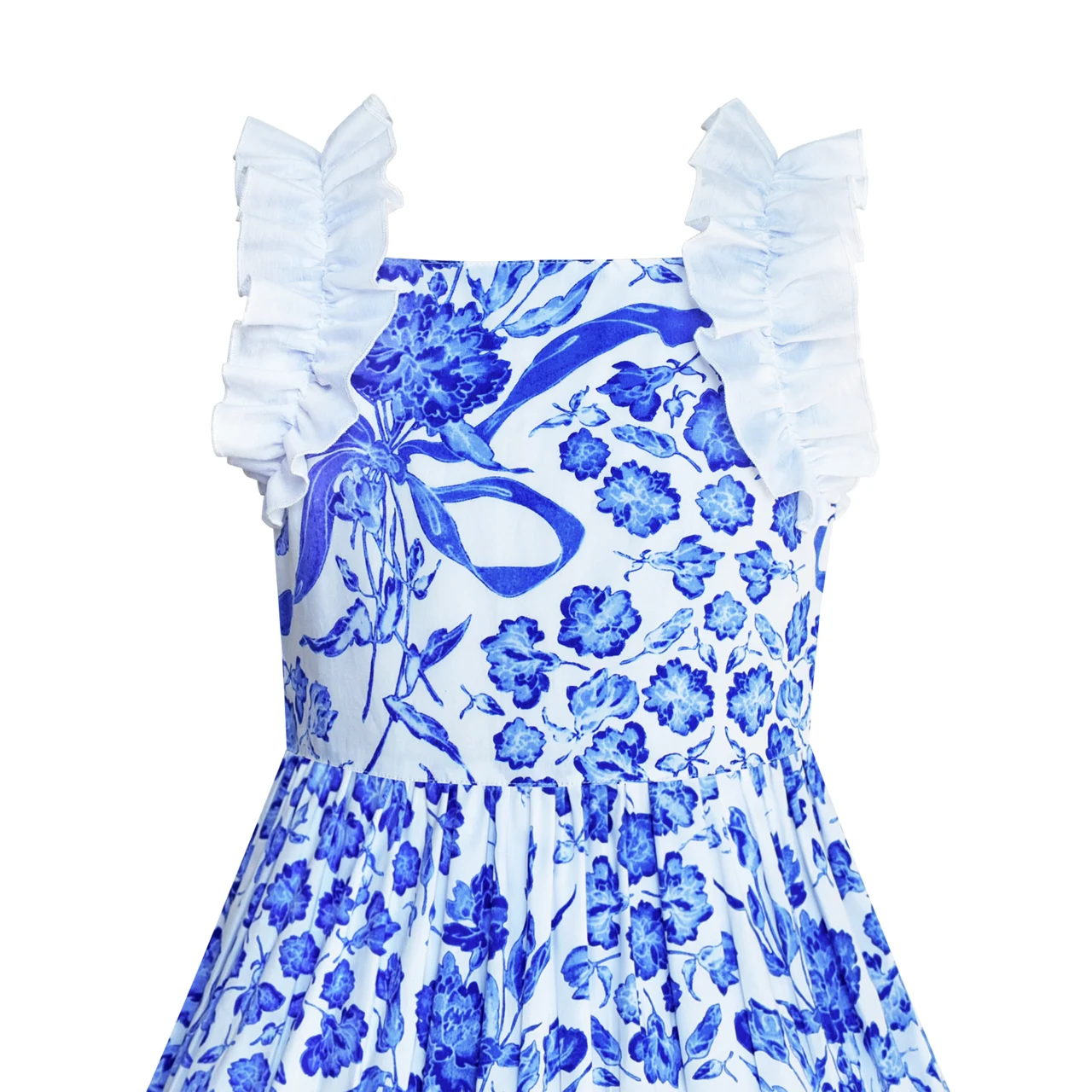 Sunny Fashion платья для девочек платье Цветок Девушка Платье Синий и Белый Фарфор Сбор