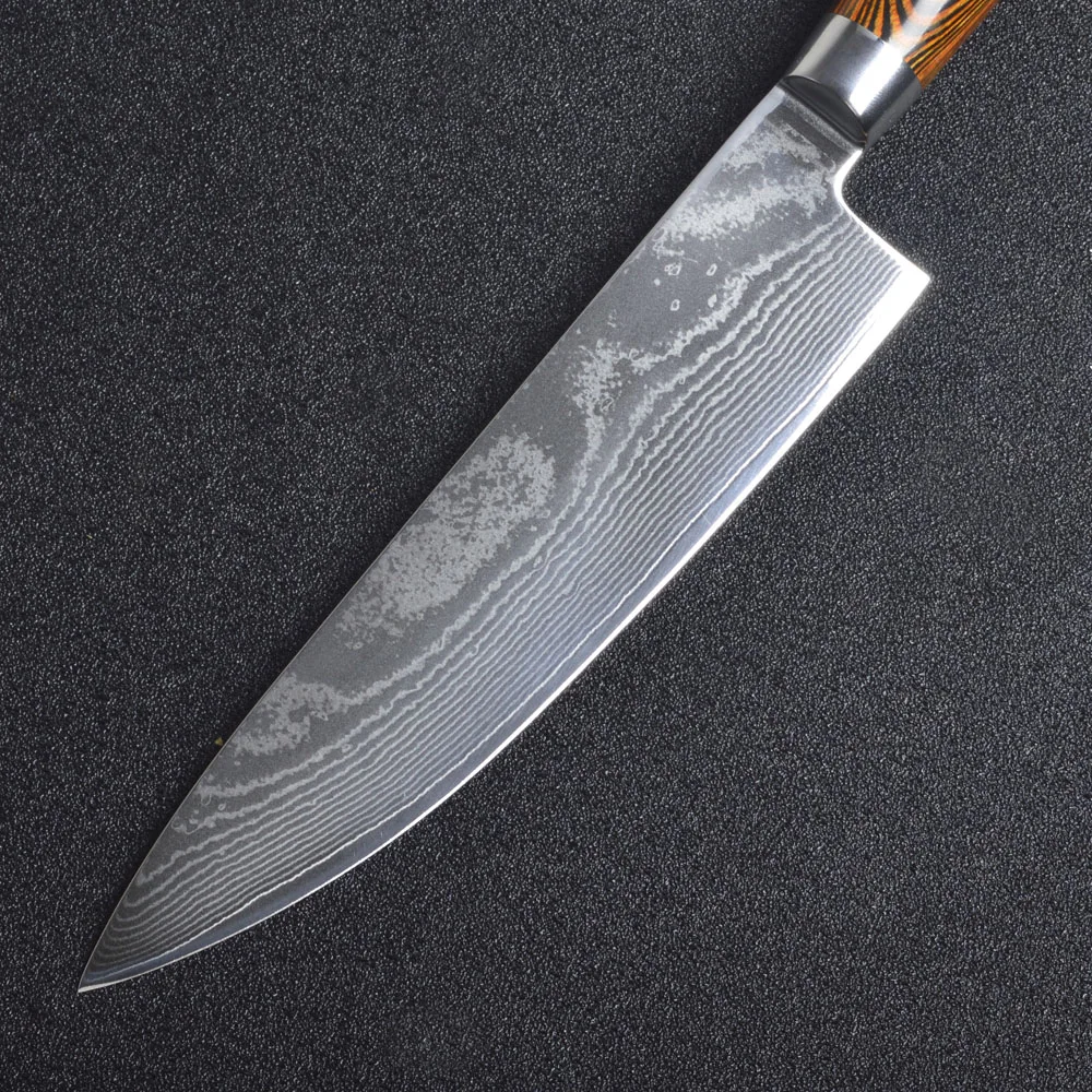King Sea 8 &quotНовый дамасский стальной нож с цветной деревянной ручкой дюймов шеф